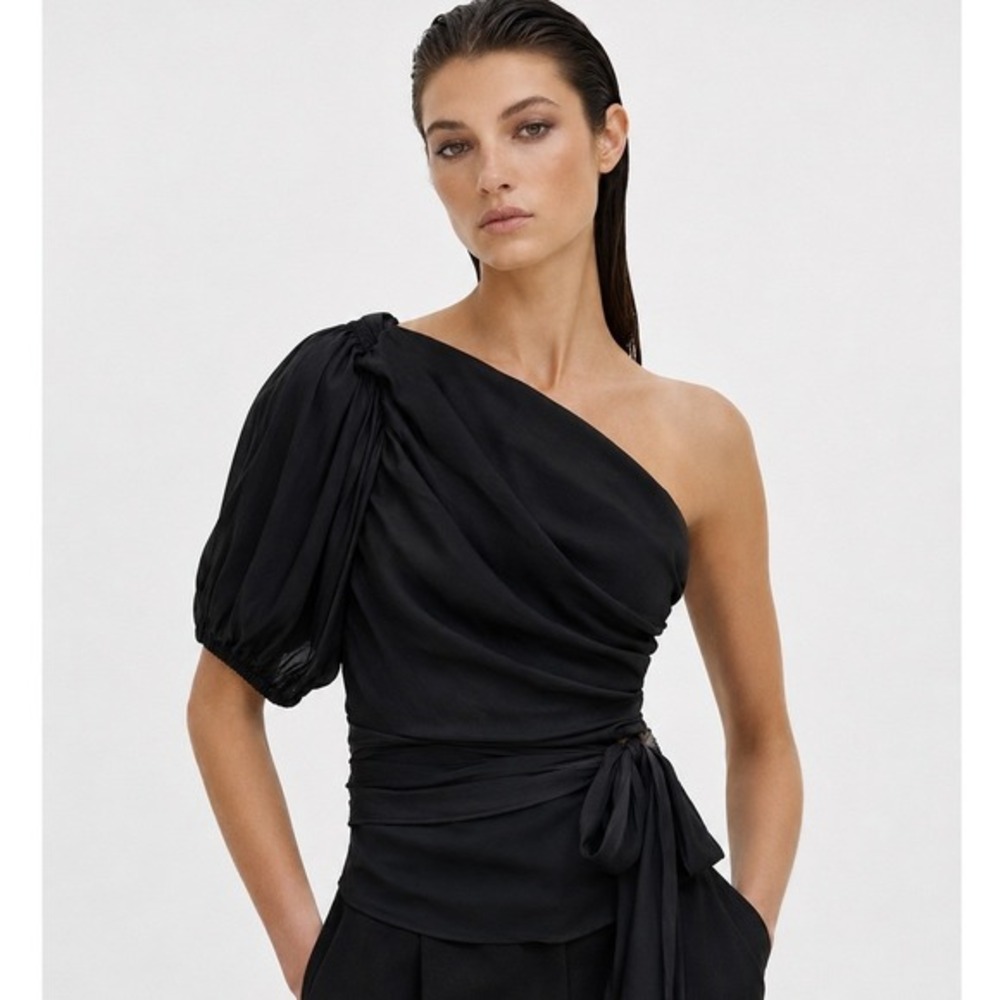 Dolan Ruched One-Shoulder Top Blackโ Small NWT